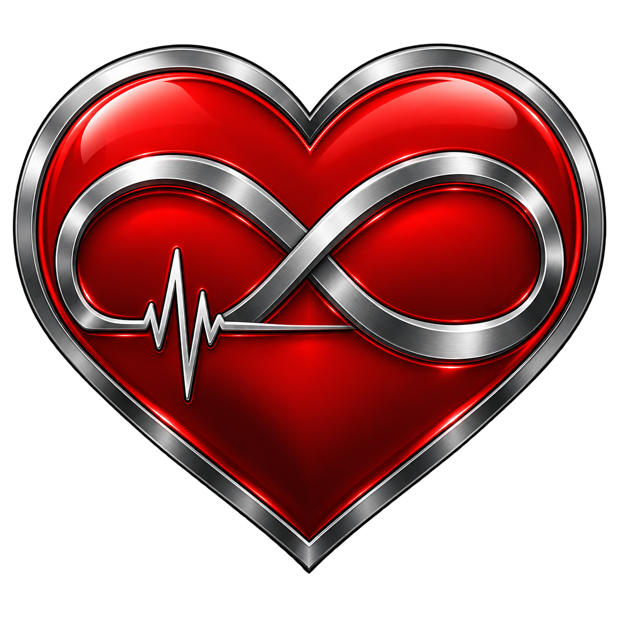 Infinity CPR heart and infinity emblem